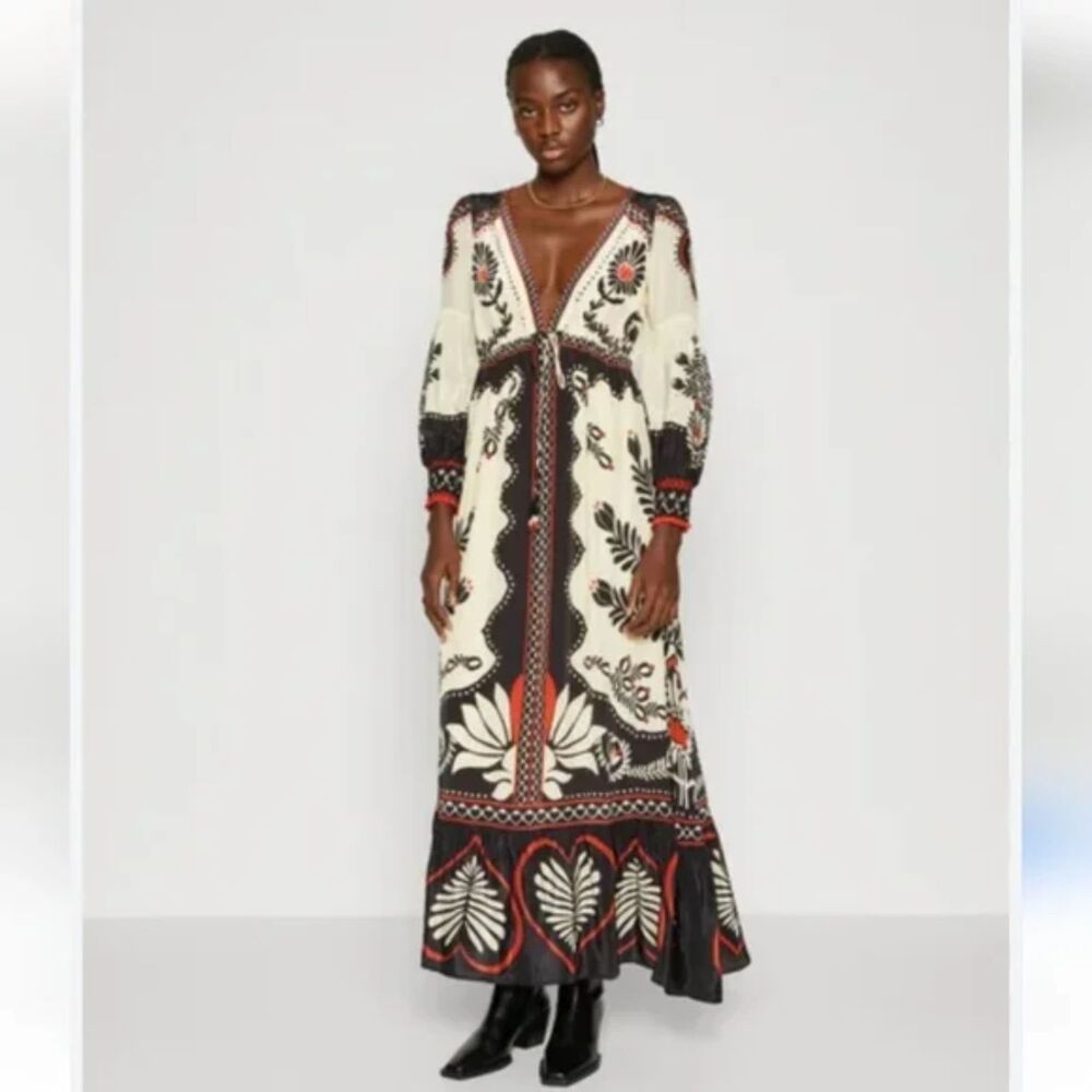 Caroline Constas Scarf Long Sleeve Maxi Dress, NWOT, Size S